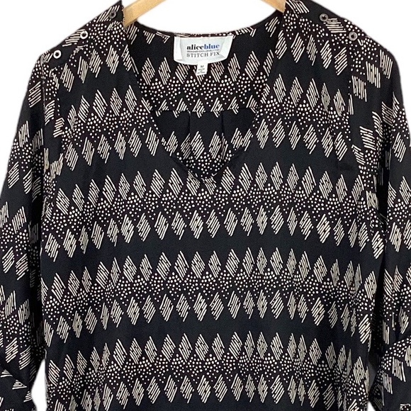 ALICE BLUE STITCH FIX V NECK TOP BLOUSE - Picture 3 of 14